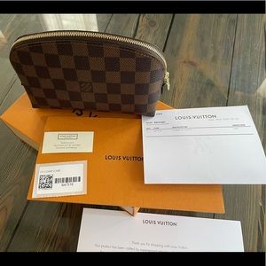 Authentic Louis Vuitton Damier Ebene cosmetic pouch Pm